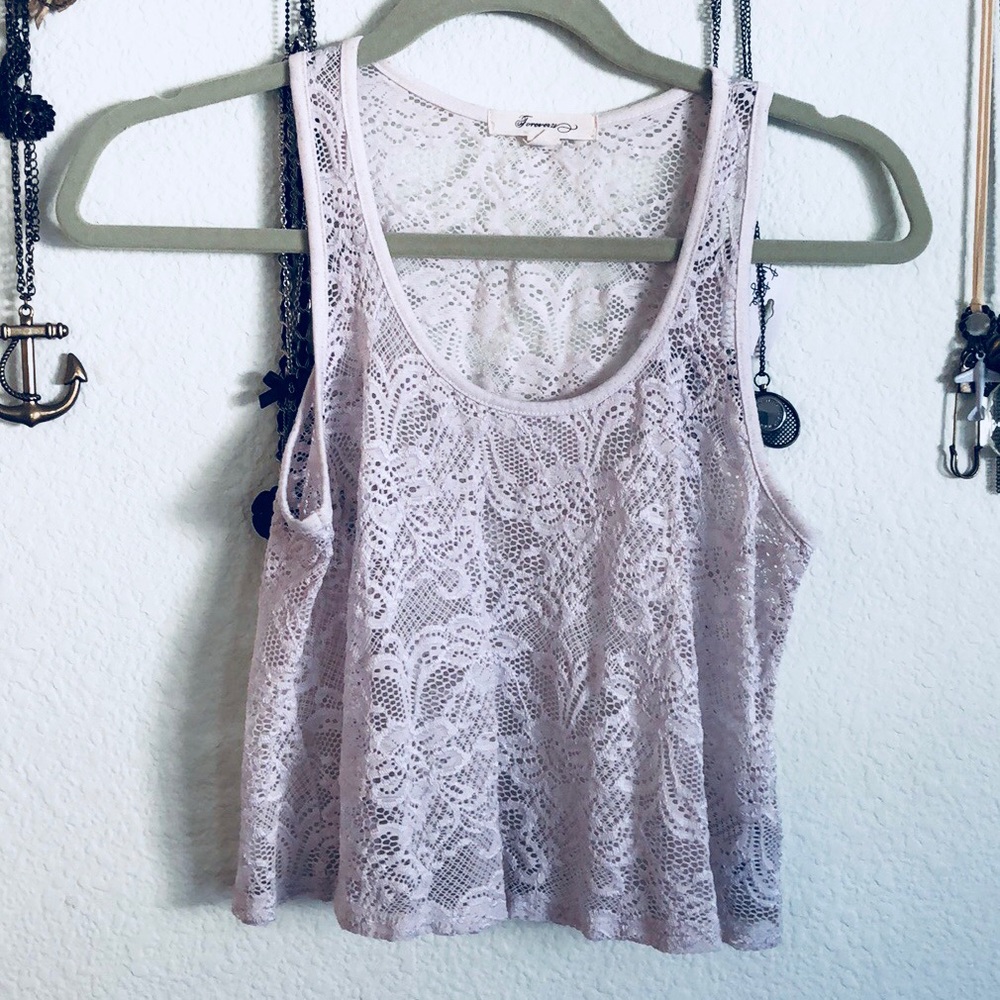 White Lace Crop Top